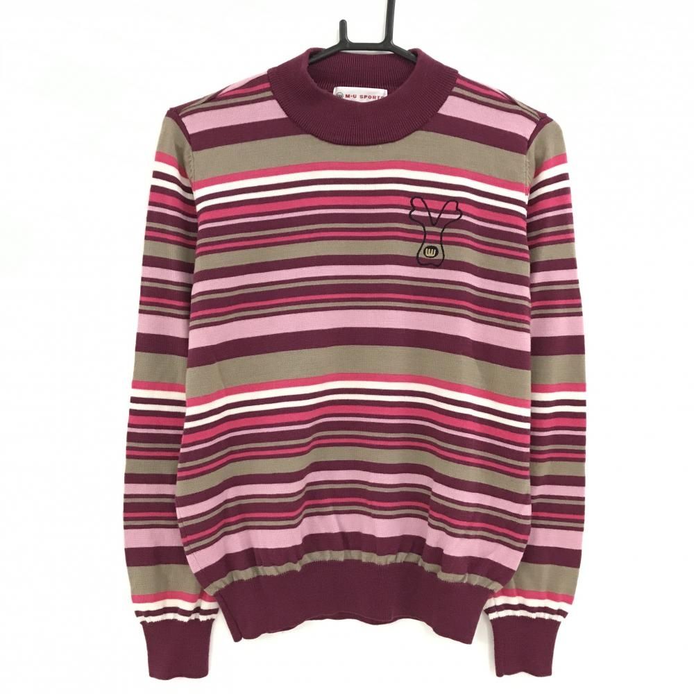 超美品】MUスポーツ ハイネックセーター ボルドー系×ピンク×ブラウン系