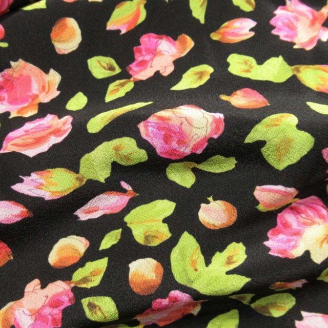 フラワープリント シルクシフォン