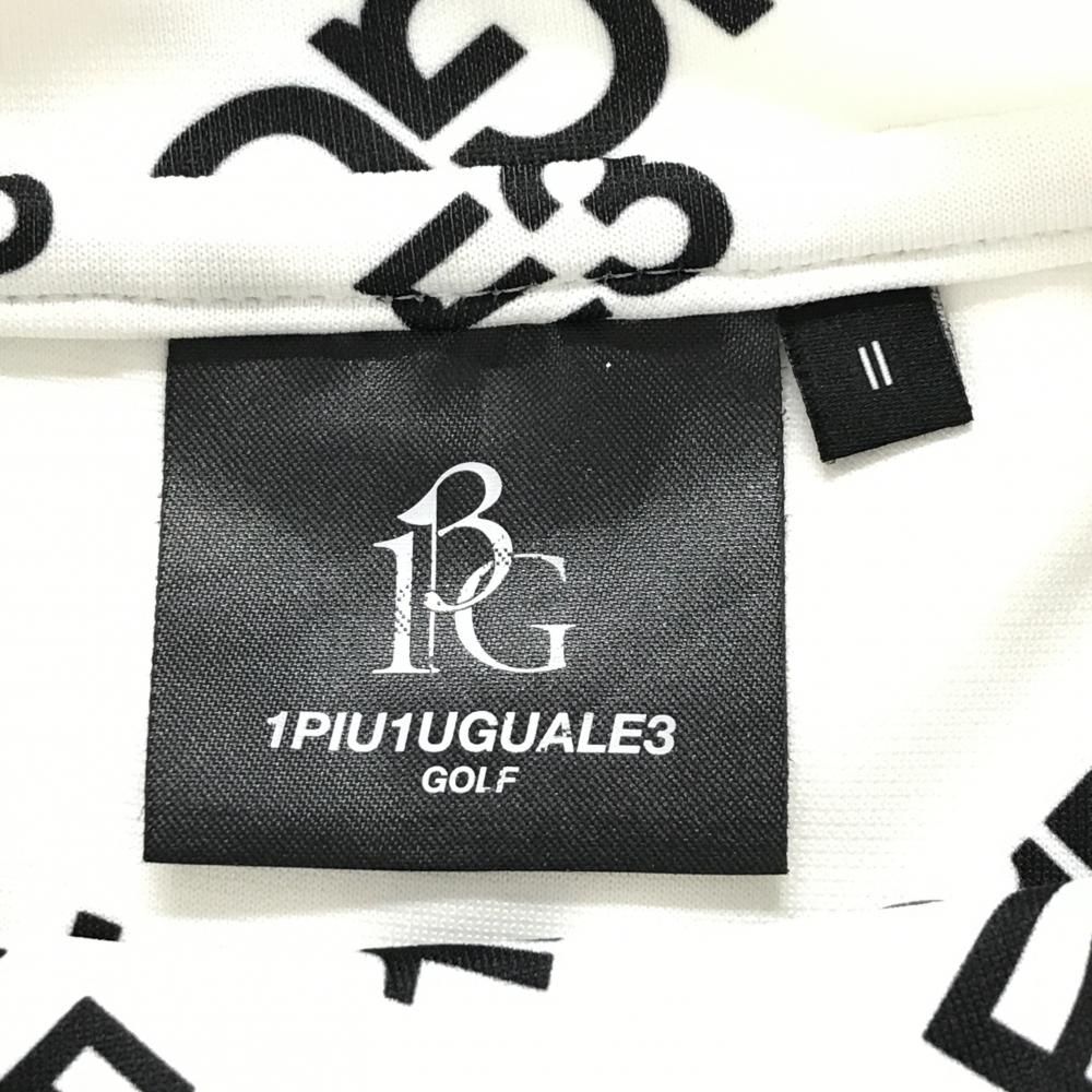 J5139 超美品 ウノピゥウノウグァーレトレゴルフ 総パイルロゴニット Ⅳ 超美品】ウノピゥウノウグァーレトレ 長袖ハイネックシャツ 白×黒 ロゴ