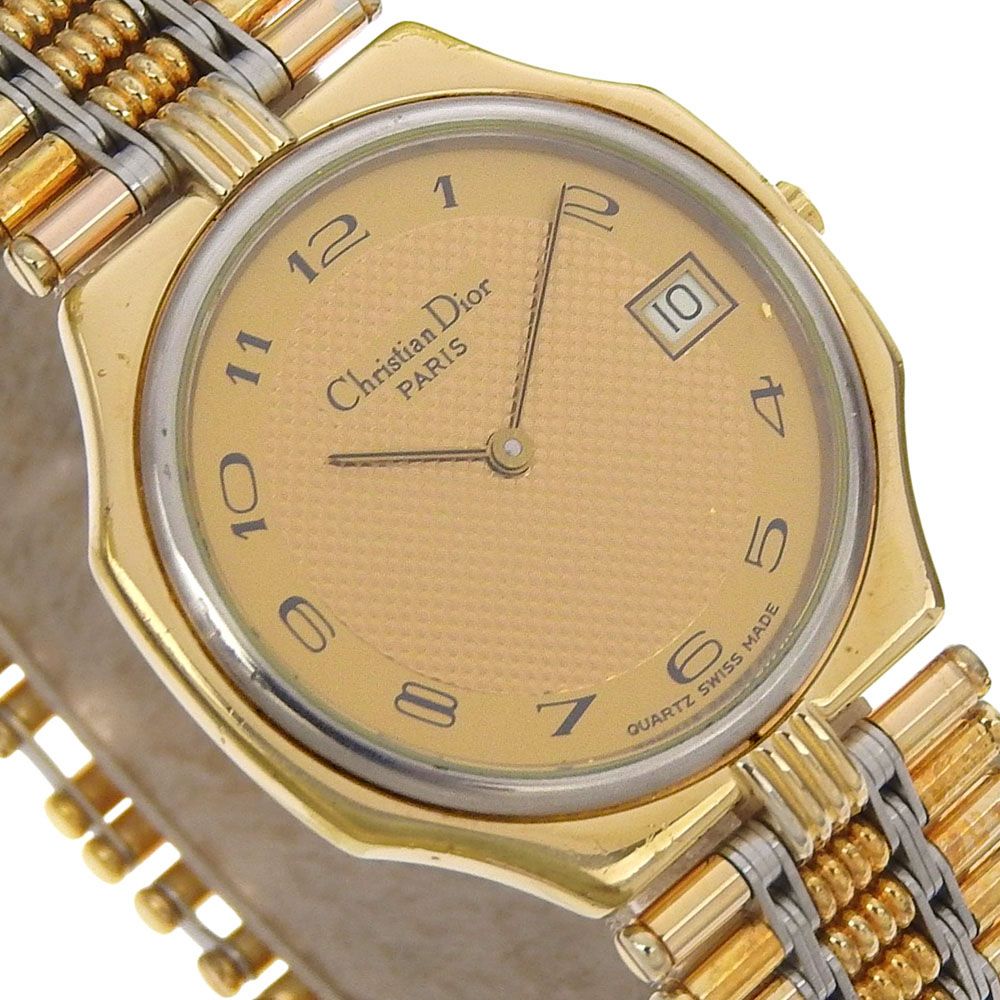 Christian Dior ディオール　不動品　アンティーク　金メッキ Dior】クリスチャンディオール デイト 45.15.01 金メッキ クオーツ