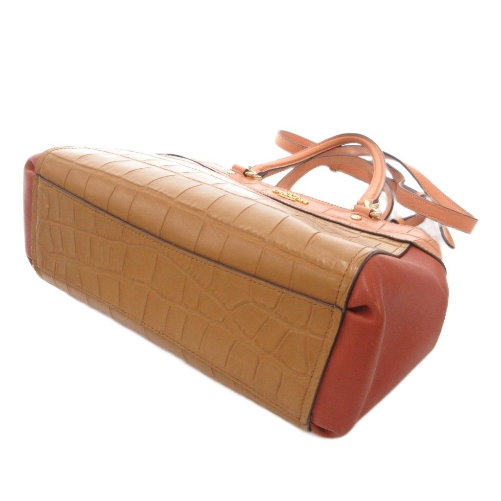 コーチ COACH ハンドバッグ ショルダー 2WAY クロコ型押し ロゴ 茶 ブラウン F28079 /AE ☆AA★