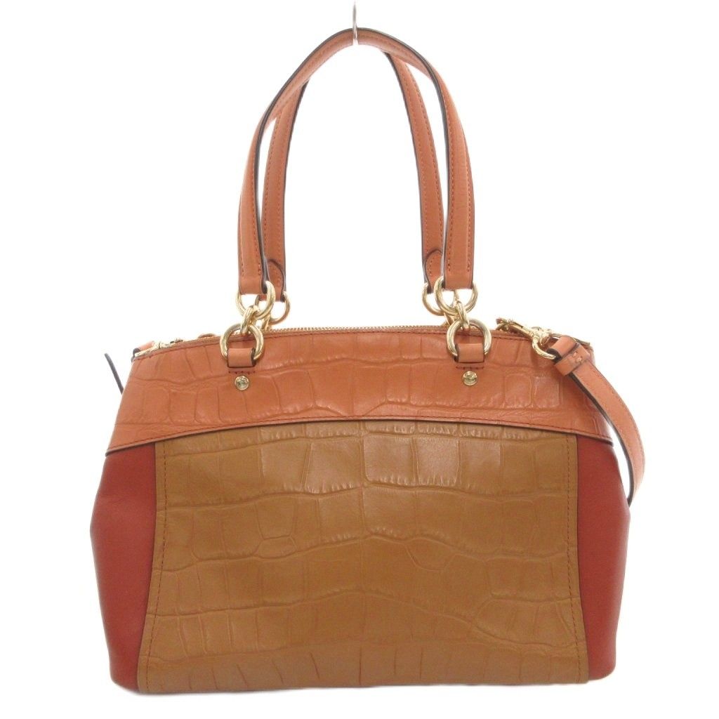 コーチ COACH ハンドバッグ ショルダー 2WAY クロコ型押し ロゴ 茶 ブラウン F28079 /AE ☆AA★