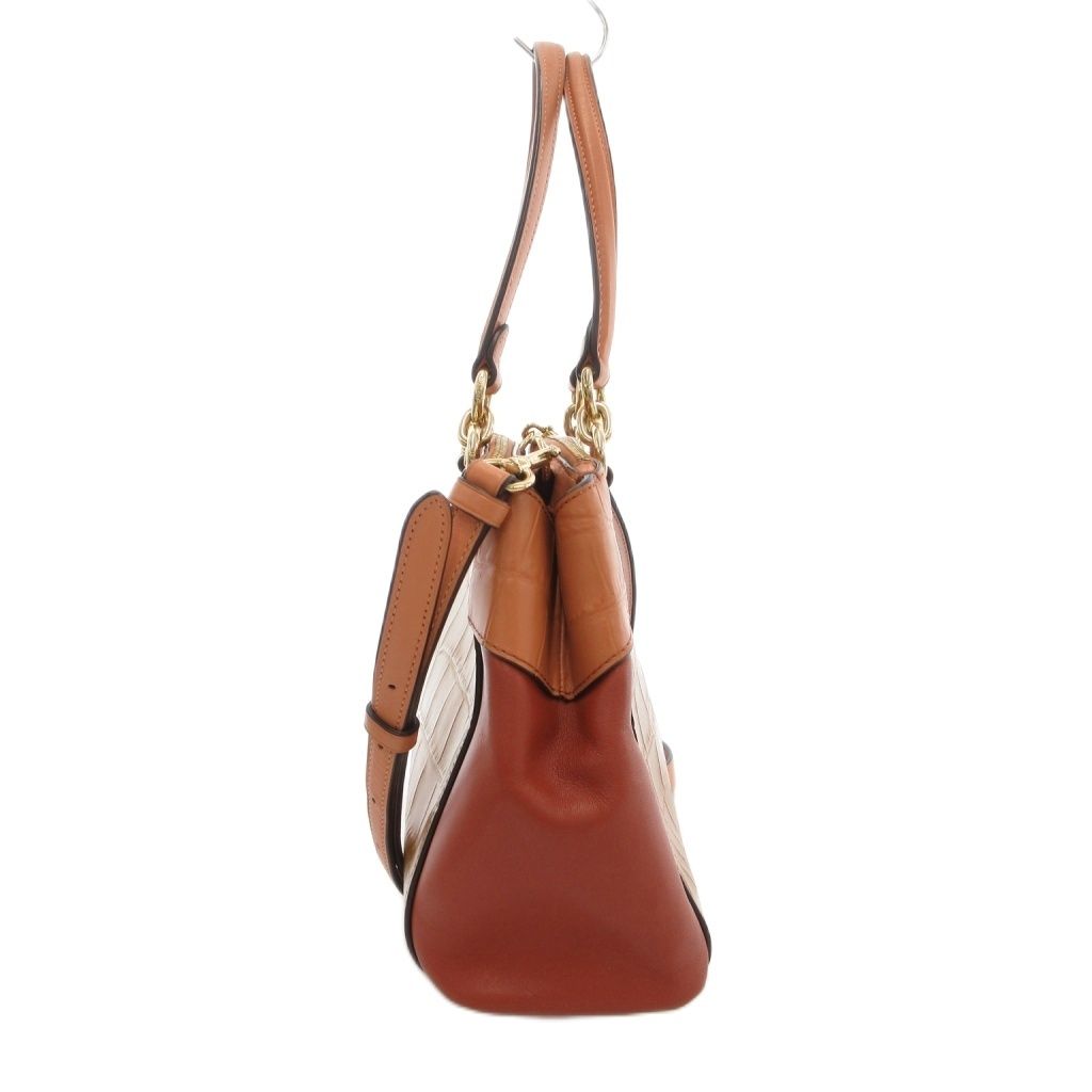 コーチ COACH ハンドバッグ ショルダー 2WAY クロコ型押し ロゴ 茶 ブラウン F28079 /AE ☆AA★
