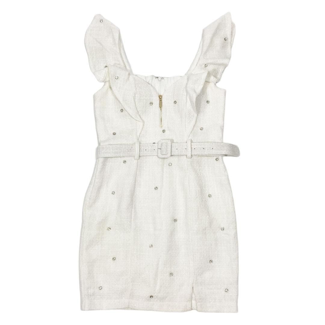 ビジューラメツイードフリルドレス　ジュエルズ 再入荷!ビジューラメツイードフリルドレス/キャバドレス【XS-XLサイズ