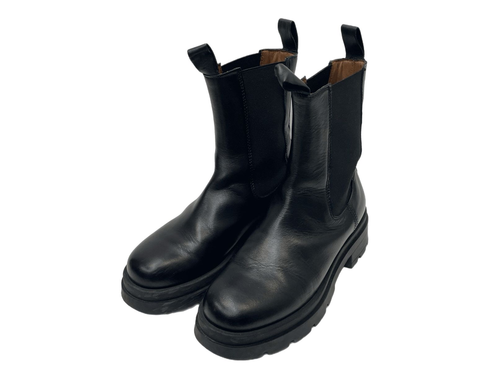 アンスクリア サイドゴア レザー ブーツ レディース靴 ブラック 37 24 cm 601 sh 64