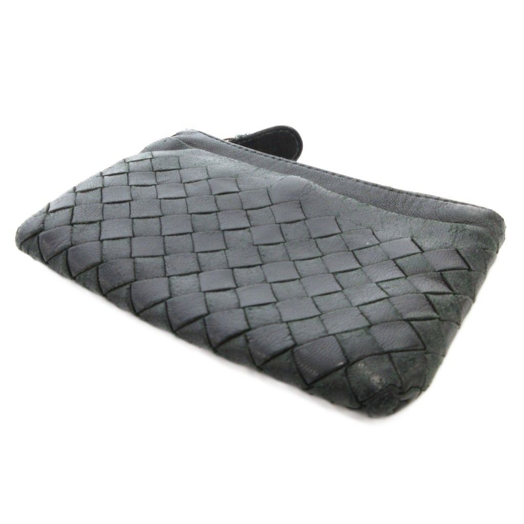 ボッテガヴェネタ BOTTEGA VENETA イントレチャート コインケース 小銭入れ キーリング付 レザー 本革 黒