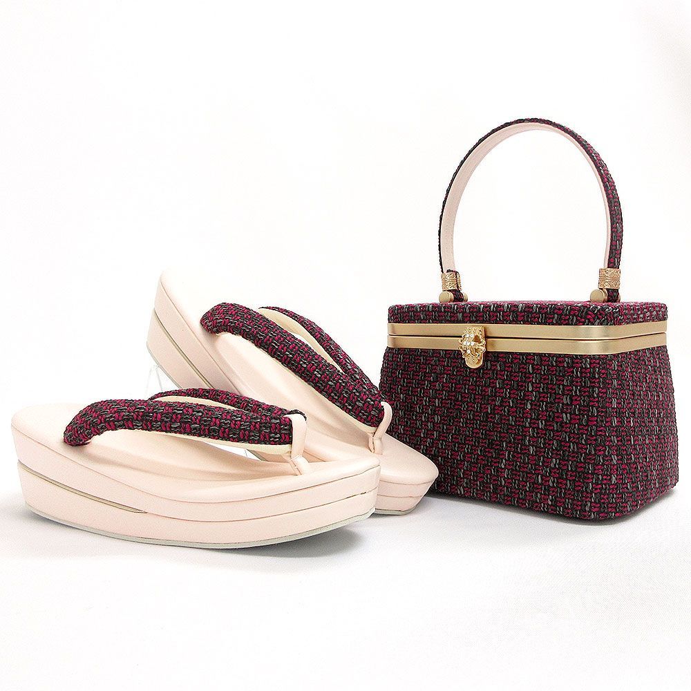 成人式 草履バッグセット フリーサイズ ツイード バニティ ms-2134