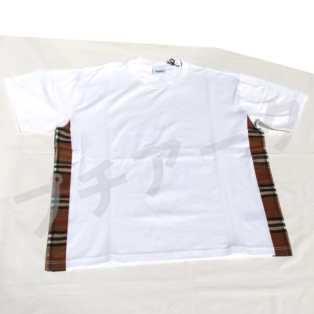 BURBERRY バーバリー Tシャツ サイドチェック オーバーサイズ 半袖 ホワイト XS
