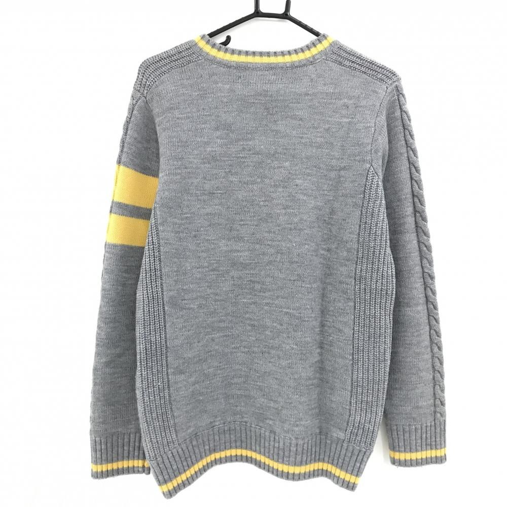 美品】ビバハート セーター グレー×イエロー Vネック 後身頃裏地
