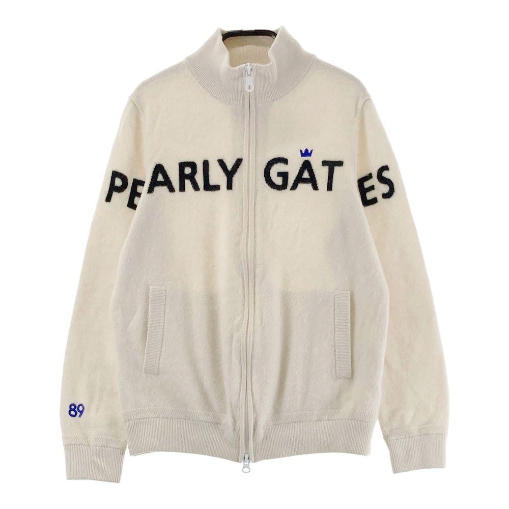 サイズ 0 PEARLY GATES パーリーゲイツ カシミヤ ジップジャケット ロゴ ホワイト系 ゴルフウェア レディース ストスト