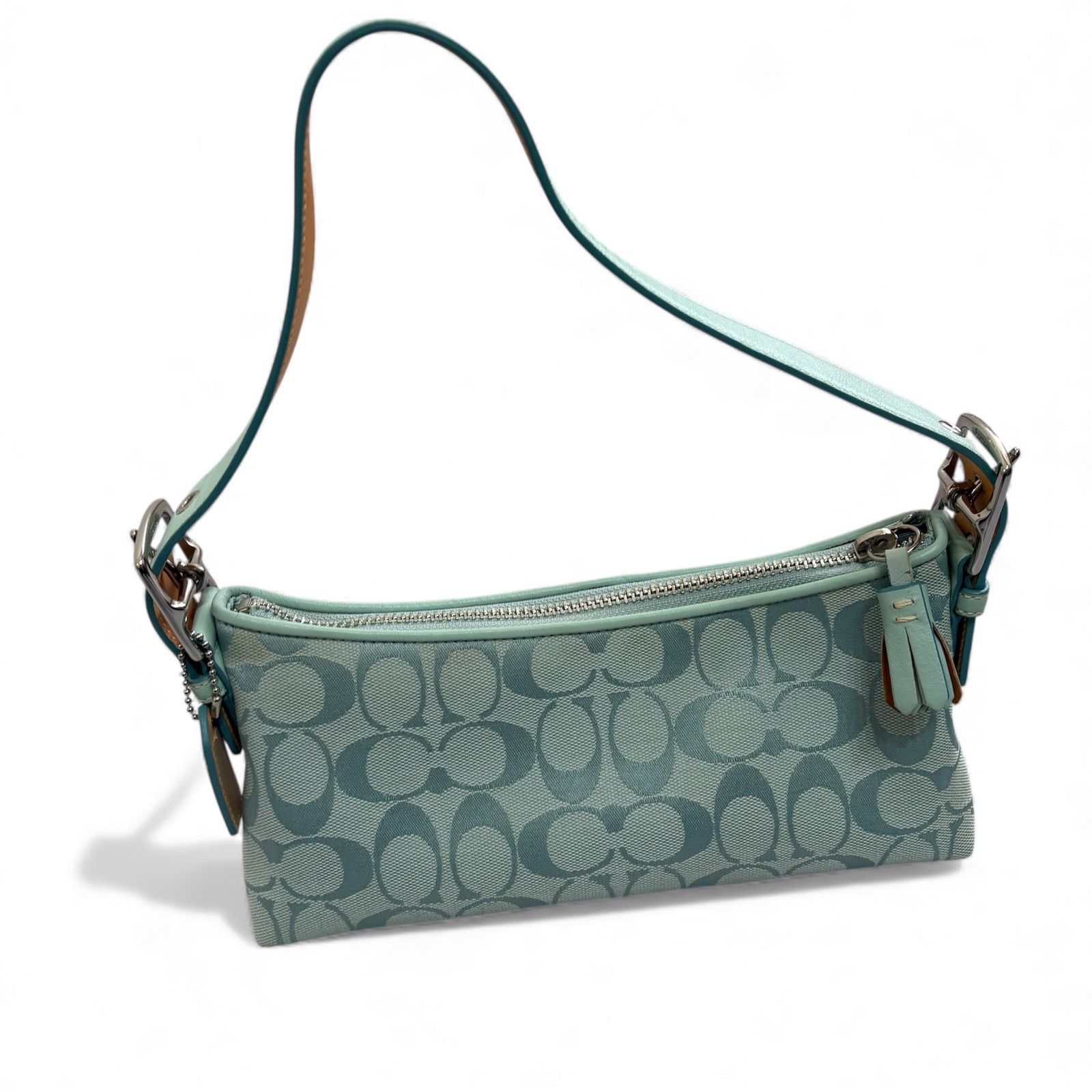 coach Demi Baguette Bag accessory porch light blue コーチ シグネチャーハンドバッグ アクセサリーポーチ ホーボー