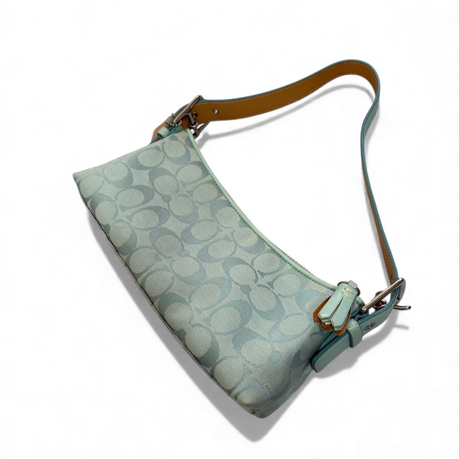 coach Demi Baguette Bag accessory porch light blue コーチ シグネチャーハンドバッグ ポーチ ホーボー