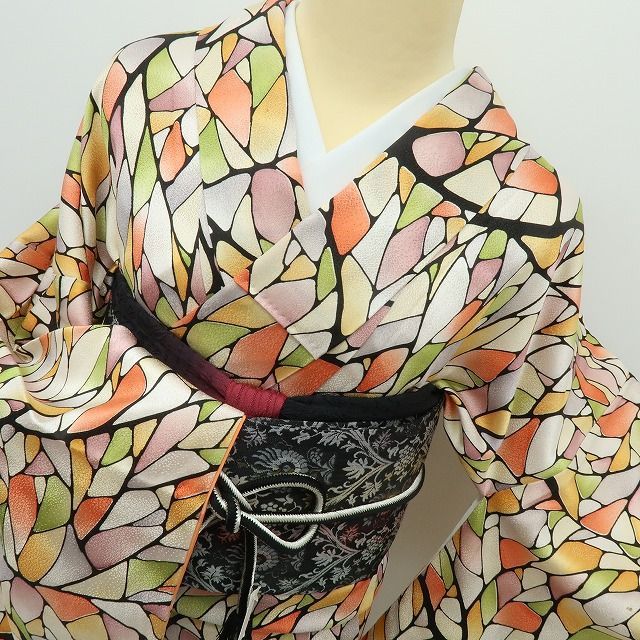 六花-RIKKA- 正絹 トールサイズ アンティーク調 個性派小紋 着物 A4152