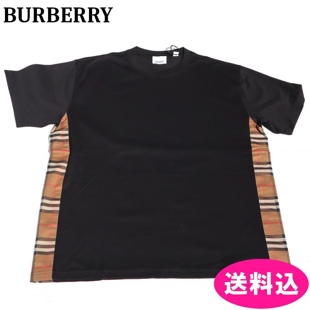 BURBERRY バーバリー Tシャツ サイドチェック オーバーサイズ 半袖 ブラック S
