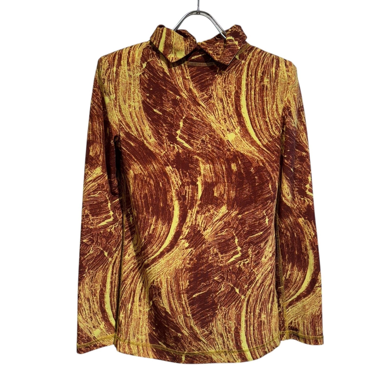 TOGA PULLA トーガプルラトーガアーカイブス TP 22-JK 265 トリコットプリントジャージロングスリーブ レディース イエロー ブラウン 36