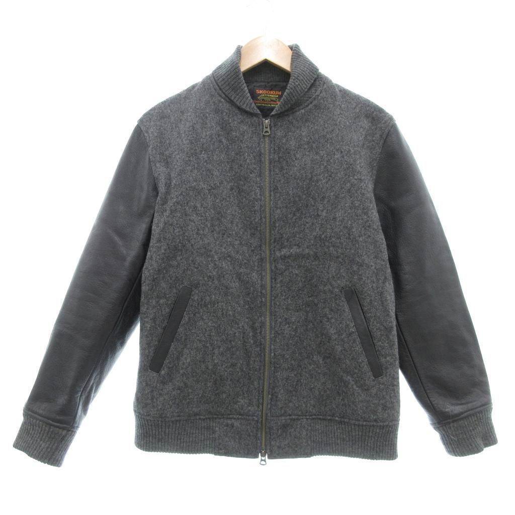 スクーカム SKOOKUM NICOLE SELECTION スタジャン 袖牛革 レザー切替 48 グレー系 /UO