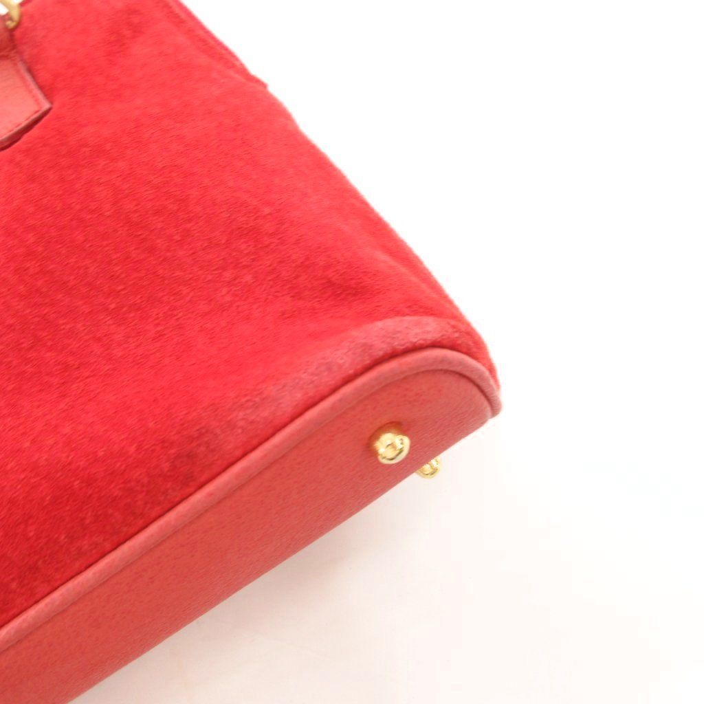 グッチ GUCCI バンブー ハンドバッグ スエード レッド /UO