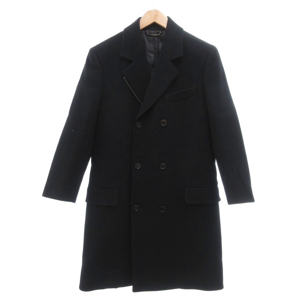 J7034美品ドルチェ&ガッバーナ ラムファーヘリンボーン柄アルスターコート44 ドルチェ&ガッバーナ ドルガバ DOLCE&GABBANA タグ付き ダブルブレスト