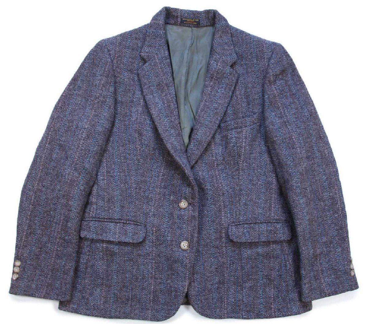 80 s Regent Clothes × Harris Tweed ハリスツイード 2つボタン ウール テーラードジャケット ブレザー ビンテージ ストライプ