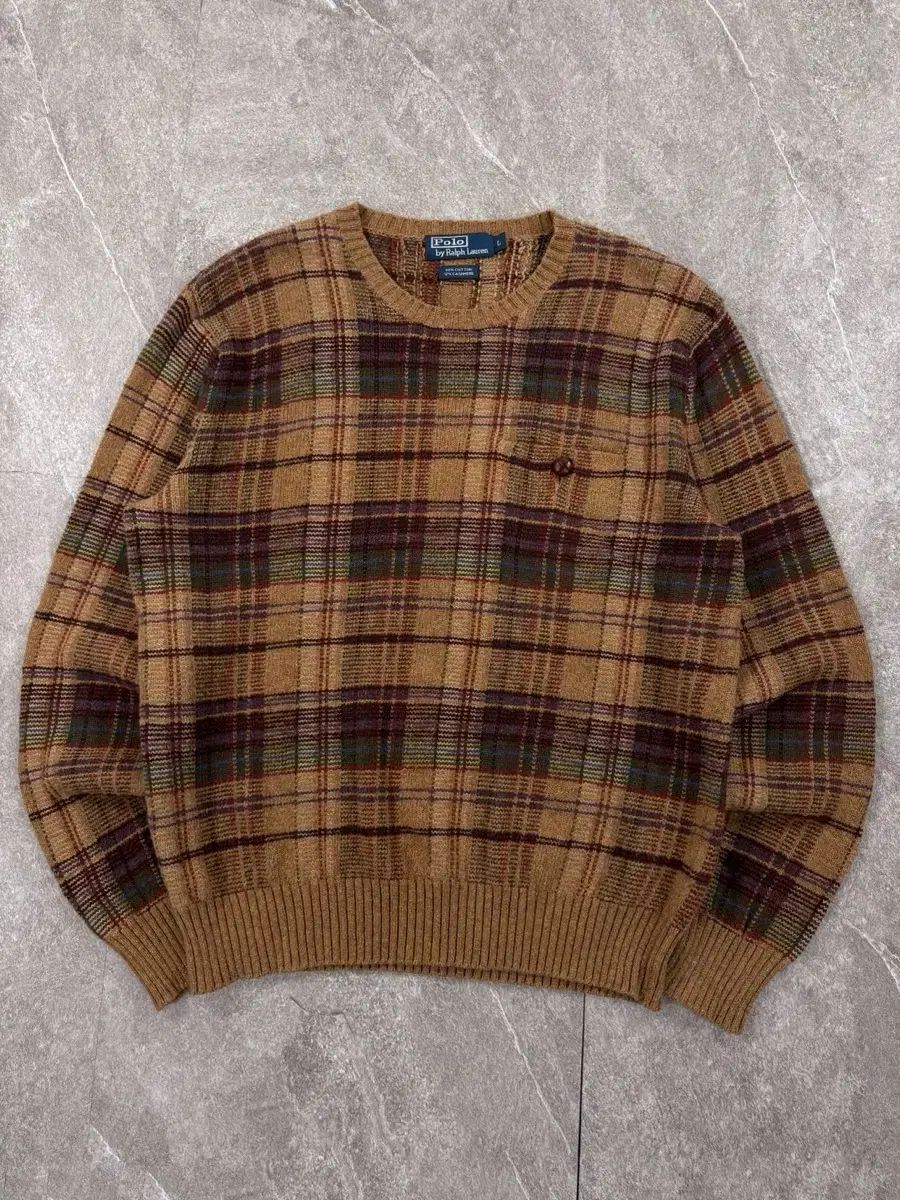 ポロ ラルフローレン チェックパータン カシミア ニット