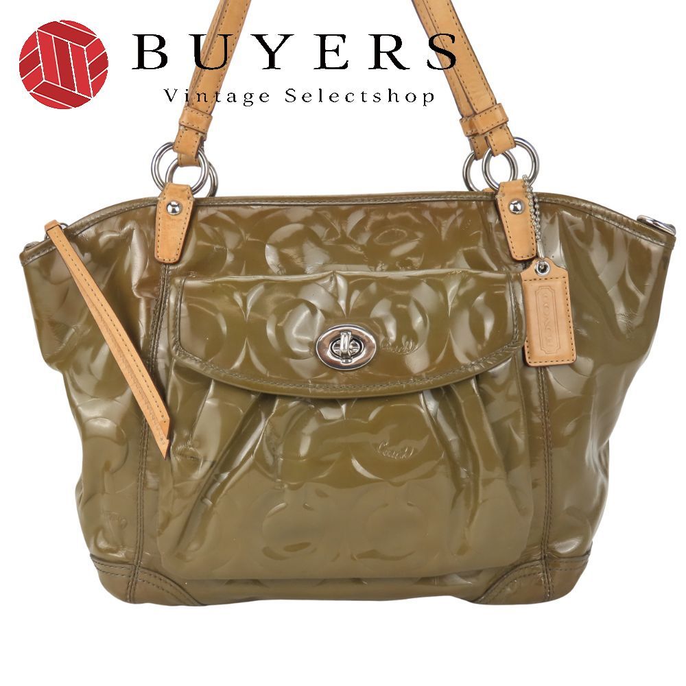 中古】 コーチ トートバッグ オプアート 13178 シグネチャー パテント