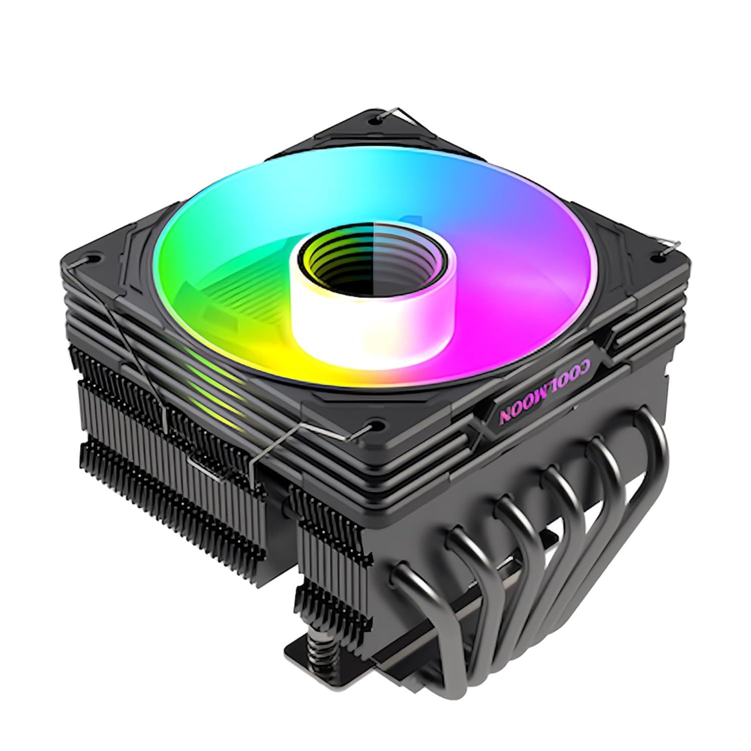COOLMOON CPU Cooler Top Flow Air Cooler 120mm LED ARGB 5v 3pin LGA1700/1200/115X AMD: AM5/AM4 Socket Compatible with 4 Pin PWM Fan Control
