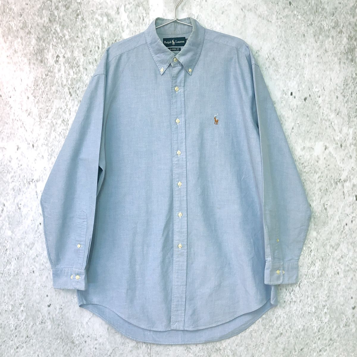 【100%新品，新品】 Ralph Lauren ラルフローレン オックスフォード ボタン ダウン シャツ サックスブルー 16 32/33サイズ □□☆ 長袖シャツ