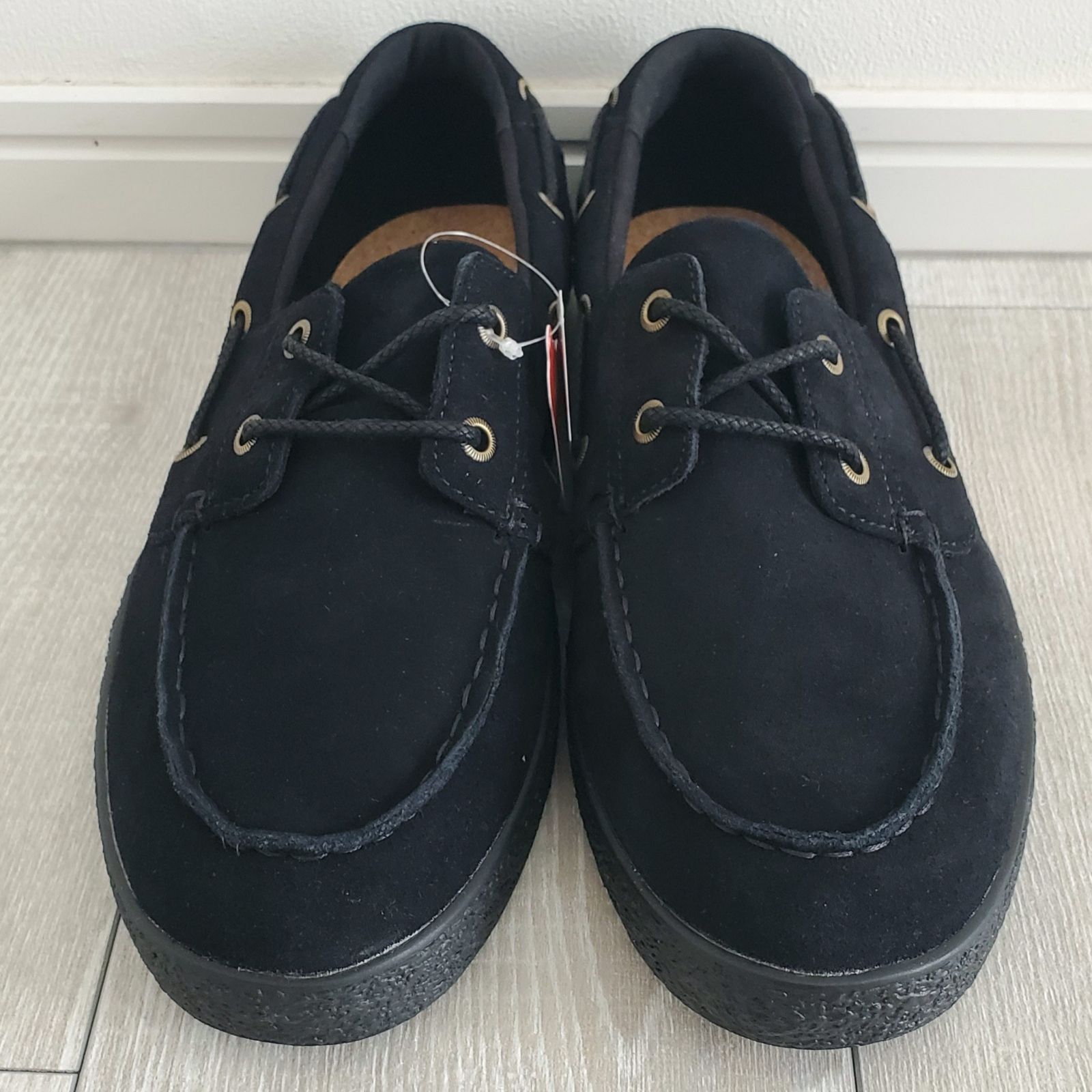 VANSバンズ 日本企画 廃版 KOOKA クーカ V 3730 本革 オールスエード US 10 JP 28 黒 モカシン ローファー レザー スリッポン デッキシューズ 定価12100