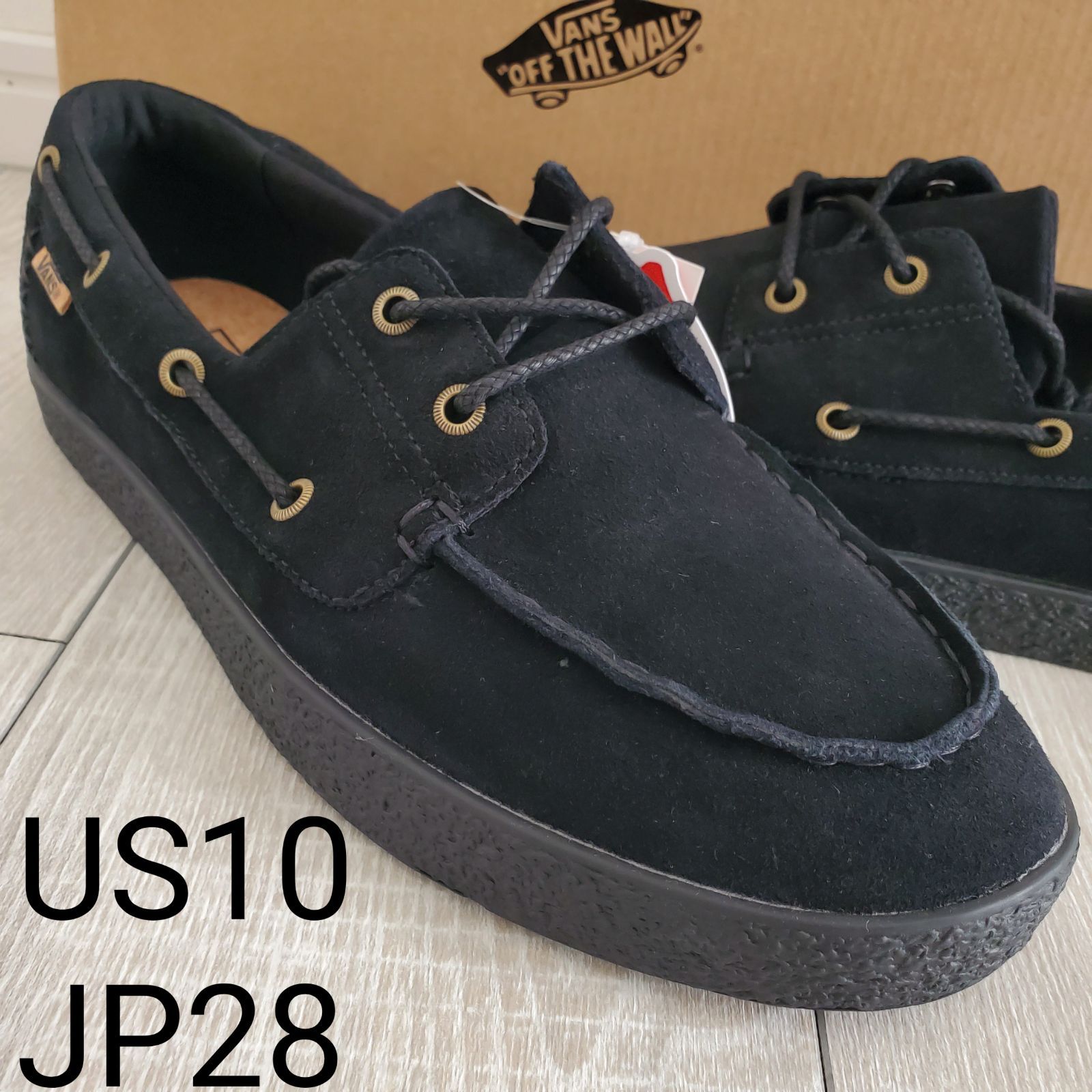 VANSバンズ 日本企画 廃版 KOOKA クーカ V 3730 本革 オールスエード US 10 JP 28 黒 モカシン ローファー レザー スリッポン デッキシューズ 定価12100