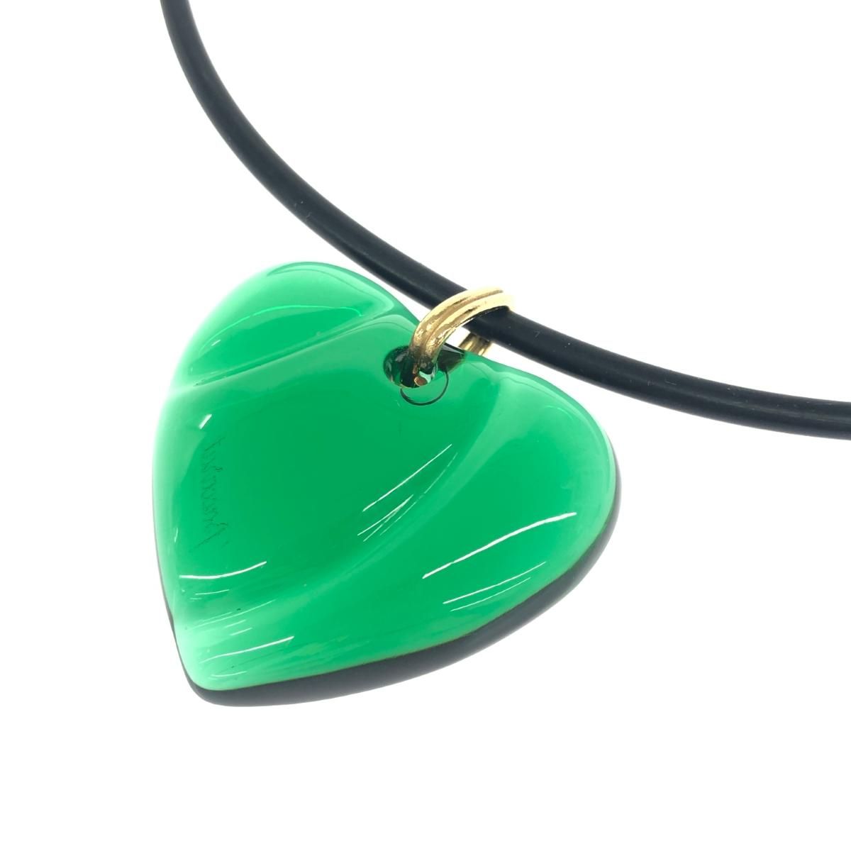 Baccarat バカラ ネックレス ハート/紐先端K18 グリーン レディース