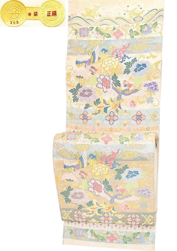 記念感謝祭【仕立無料】西陣特撰織多色唐織王朝工芸横段花鳥文☆伝統