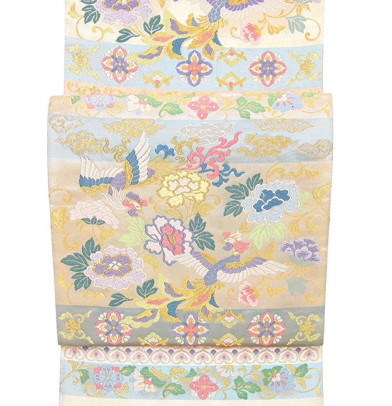 記念感謝祭【仕立無料】西陣特撰織多色唐織王朝工芸横段花鳥文☆伝統