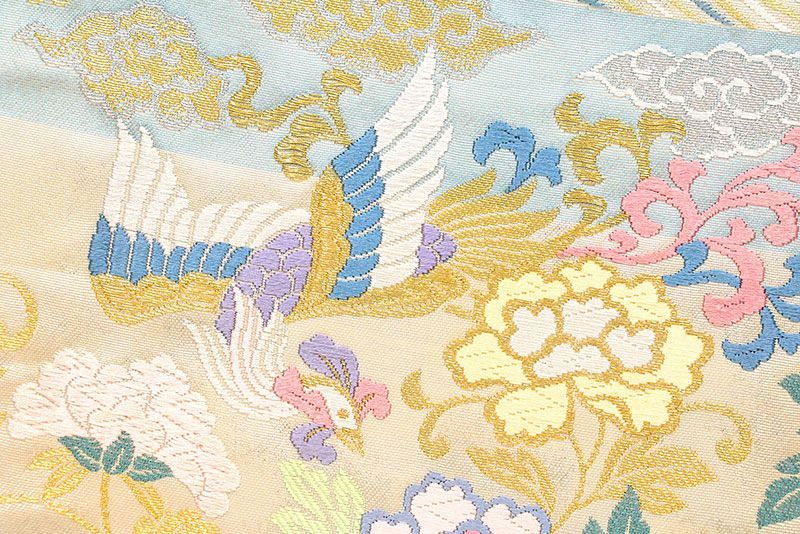 記念感謝祭【仕立無料】西陣特撰織多色唐織王朝工芸横段花鳥文☆伝統