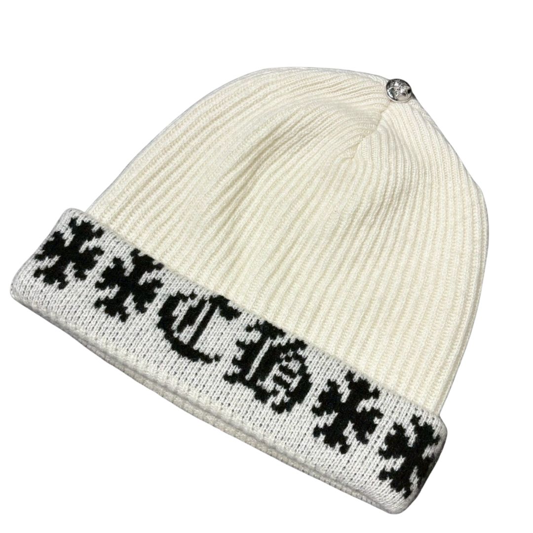 クロムハーツ Chrome Hearts BIG DADDY CASHMERE BEANIE WHITE