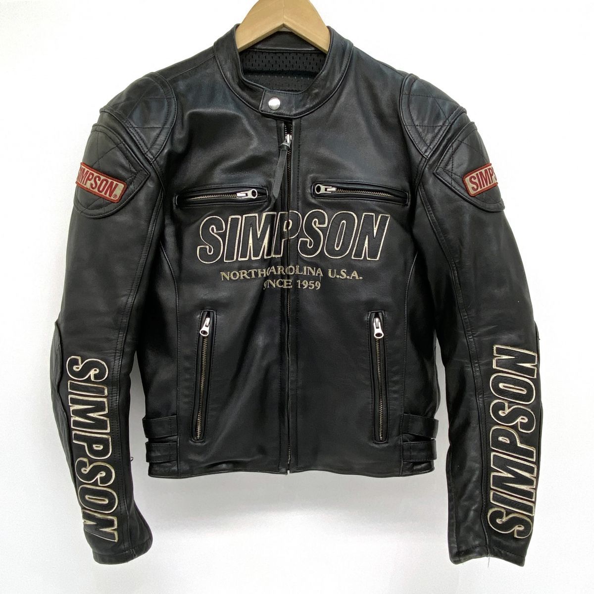SIMPSON シンプソン 牛革 レザー ライダースジャケット バイクジャケット Mサイズ