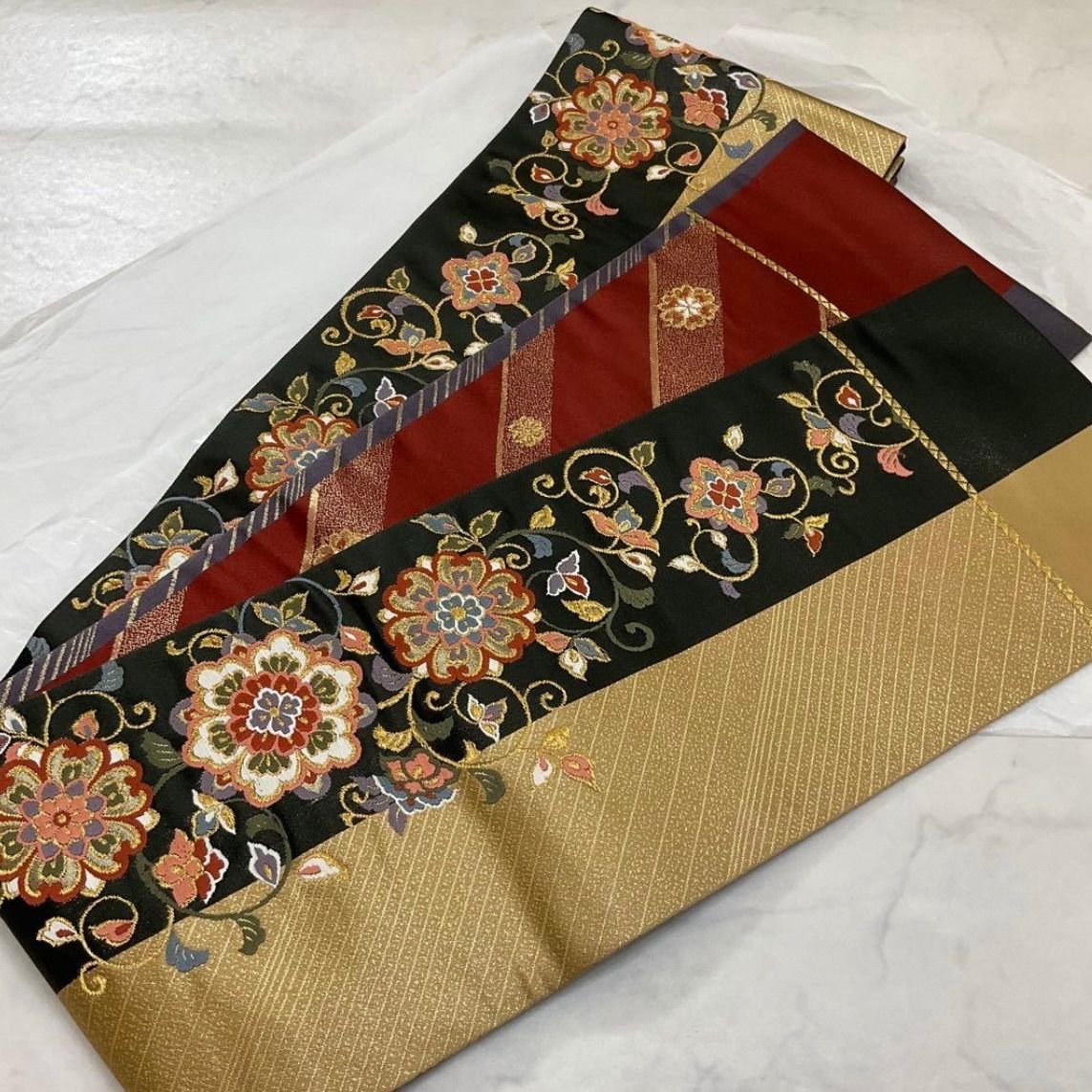 kimono one kimonoarisa 厳選 六寸帯 最 西陣織唐織 正絹 長尺 リバーシブル 462 cm