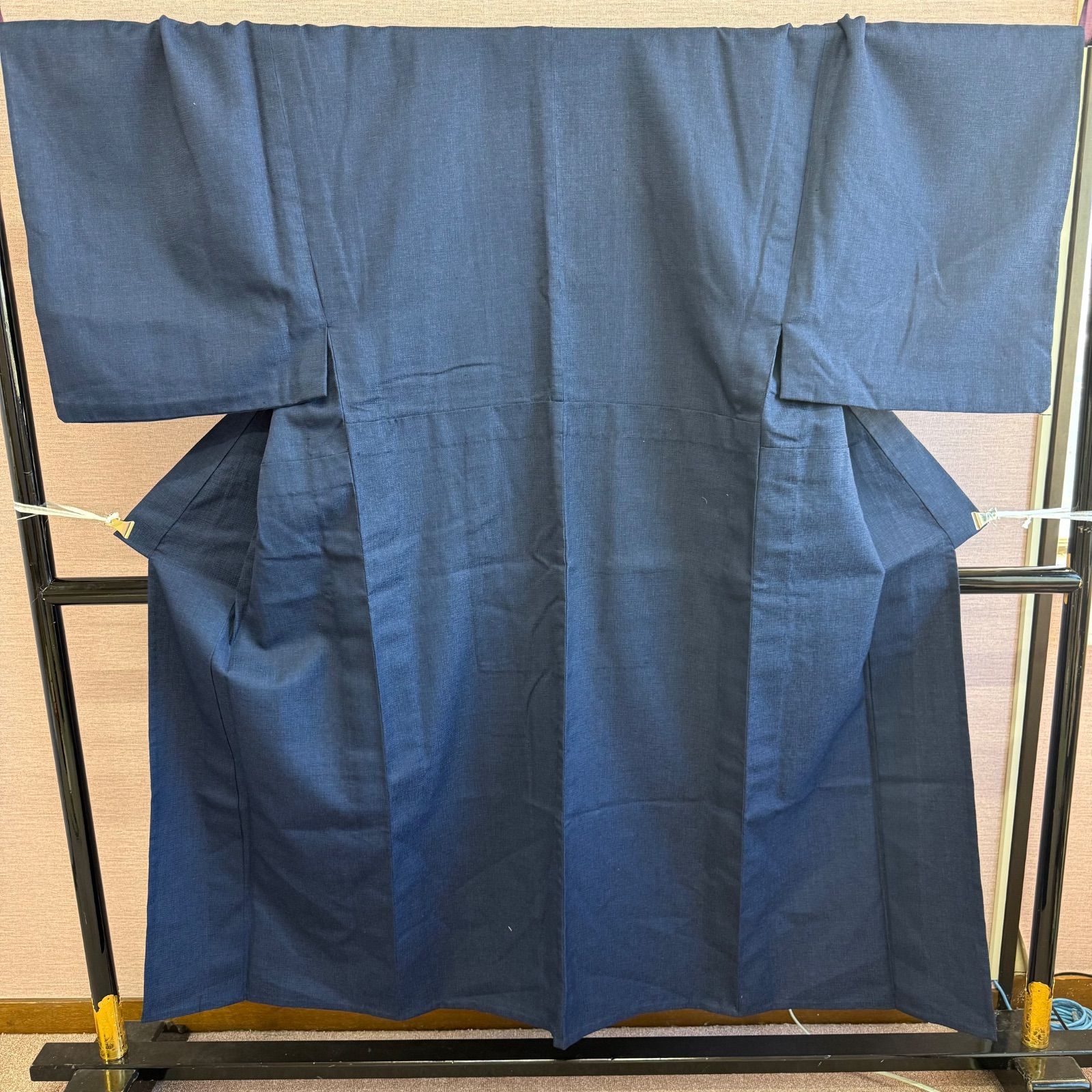 男物ウール ウール着物 アンサンブル 男物アンサンブル 着物 紺色 リサイクル着物 ow 845