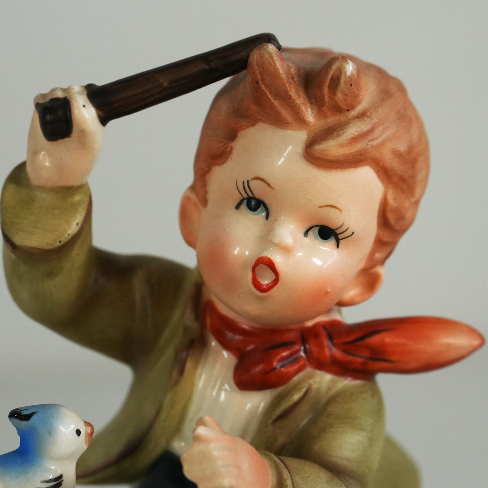 IM] 陶器製 フィギュリン 演奏をする少年 2点セット フィギュア 現状品 