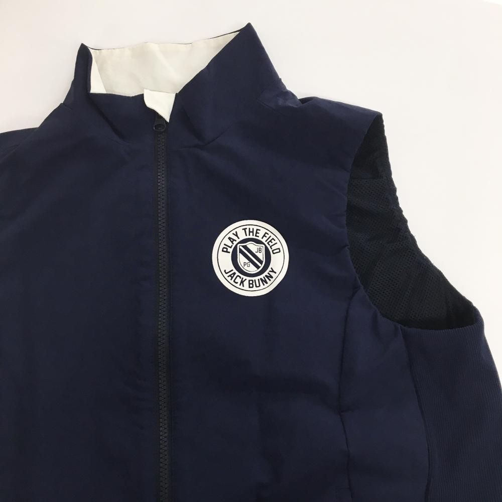 超美品】ジャックバニー ナイロンベスト ネイビー×白 ダブルジップ