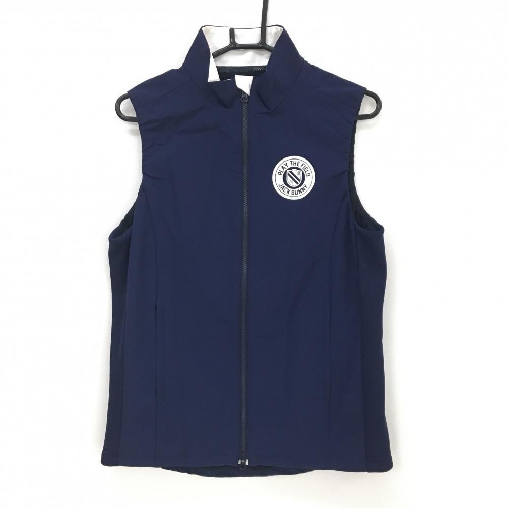超美品】ジャックバニー ナイロンベスト ネイビー×白 ダブルジップ