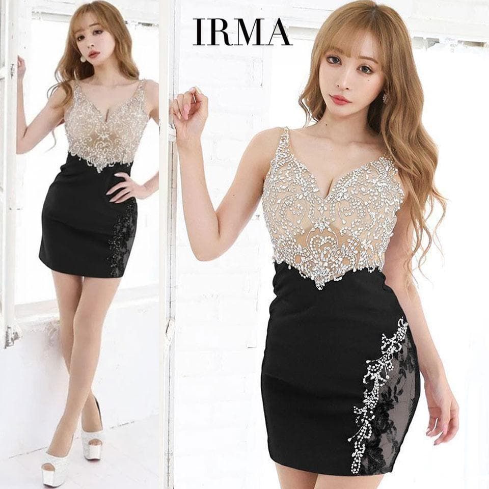 IRMA / ショップ イルマ】ビジューデザイン シアー タイトミニドレス sugar