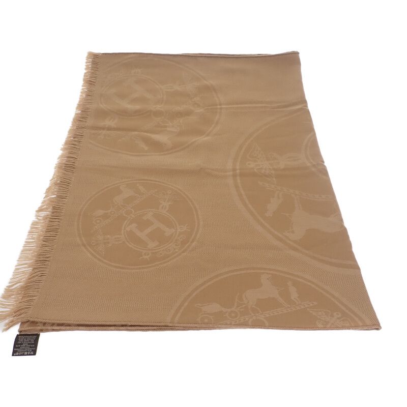エルメス　ベージュ　カシミア&シルクストール大判 エルメス HERMES ニュー・リヴリス 大判ストール ベージュ H262494S_A3