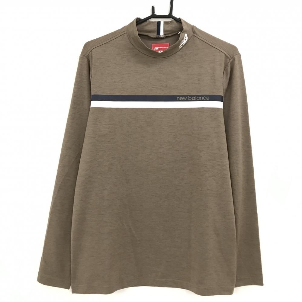 超 ニュー ンスゴルフ 長袖ハイネックシャツ ブラウン 白 胸元ライン メンズ 6 XL ゴルフウェア モデル Balance