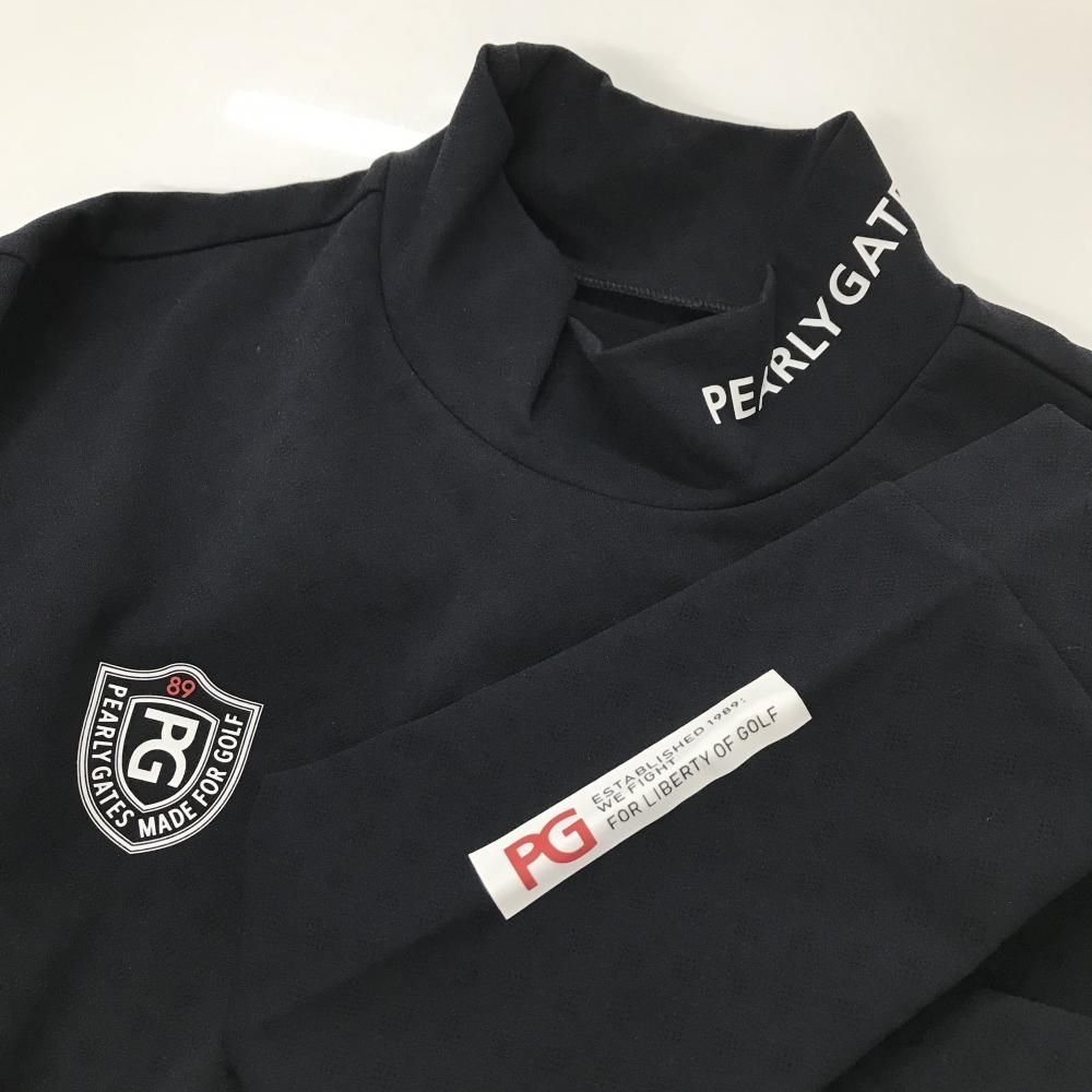 超美品】パーリーゲイツ 長袖ハイネックシャツ ダークネイビー ロゴ白