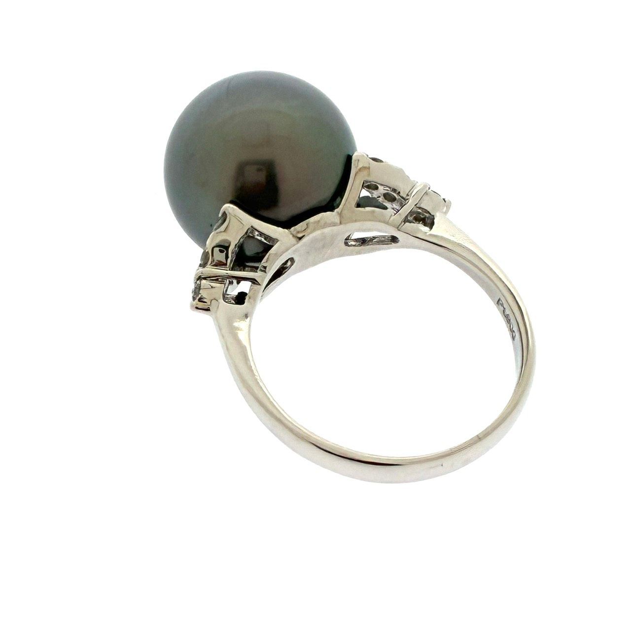 新品仕上済み Pt900 ブラック パール リング 13.2mm D:0.23ct 13.5号