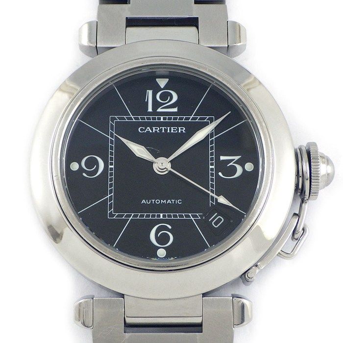 カルティエ Cartier 腕時計 パシャC ブラック文字盤 デイト SS 自動巻き 箱 保付き