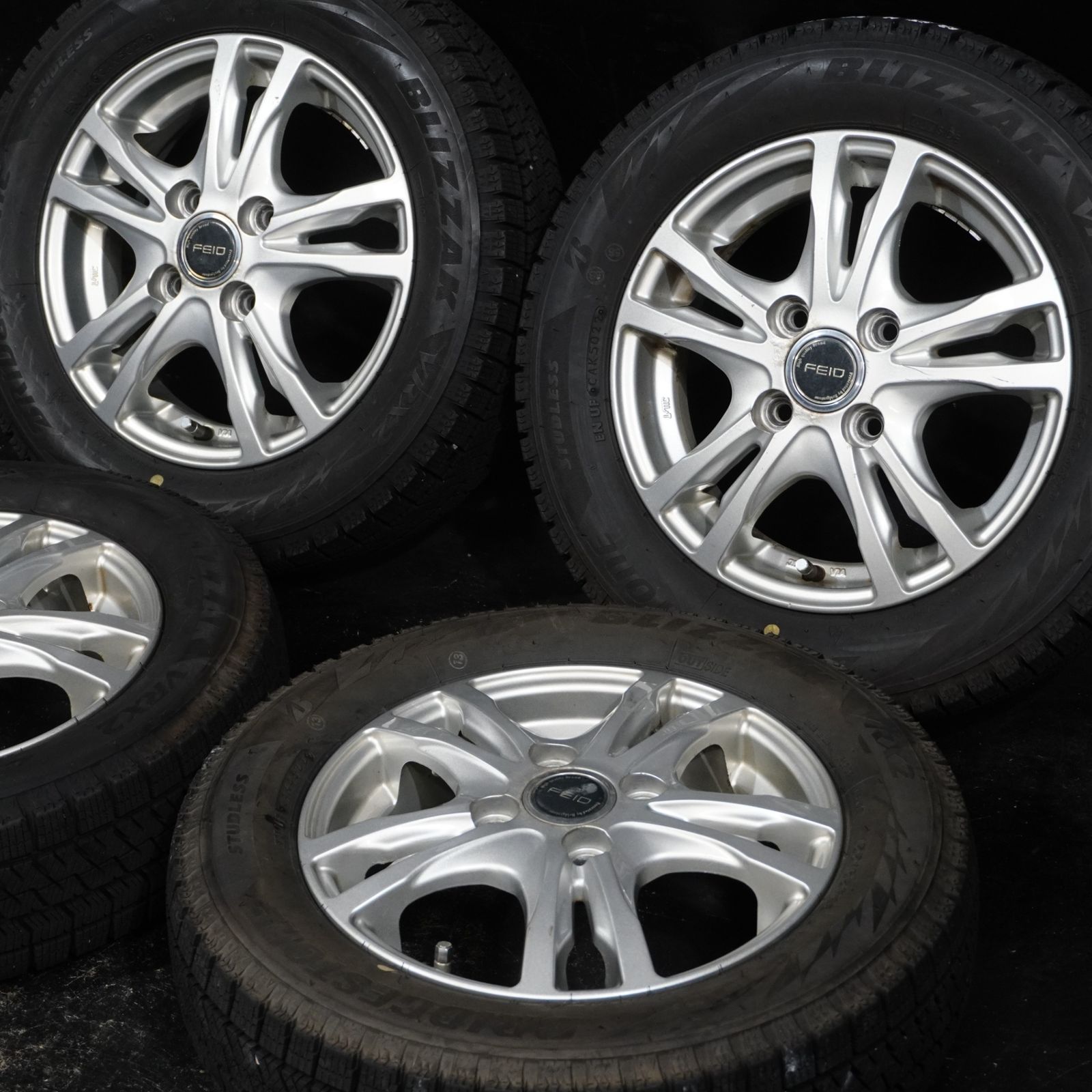 22年製 バリ山 ブリヂストン BLIZZAK VRX 2 FEID 155 65 R 13 4 J 45 100 H 4本 スタッドレス ライフ モコ ekワゴン パレット等