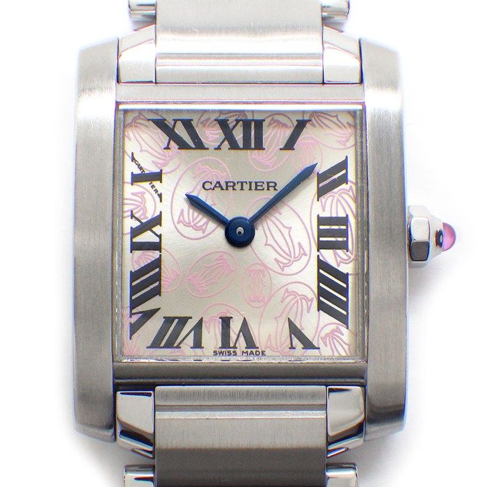 カルティエ Cartier 腕時計 タンクフランセーズ SM ハッピーバースデー シルバー文字盤 2006年 X mas モデル ローマンインデックス SS クオーツアナログ