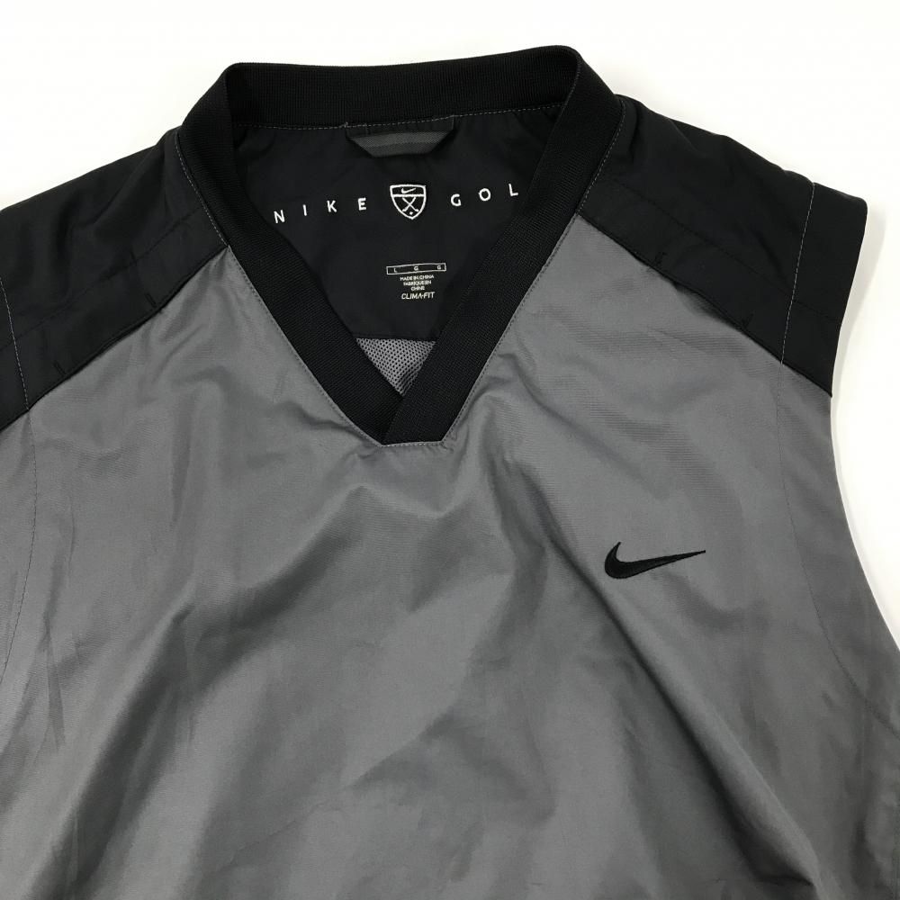 超美品】ナイキゴルフ アウターベスト グレー×黒 Vネック 裏地メッシュ