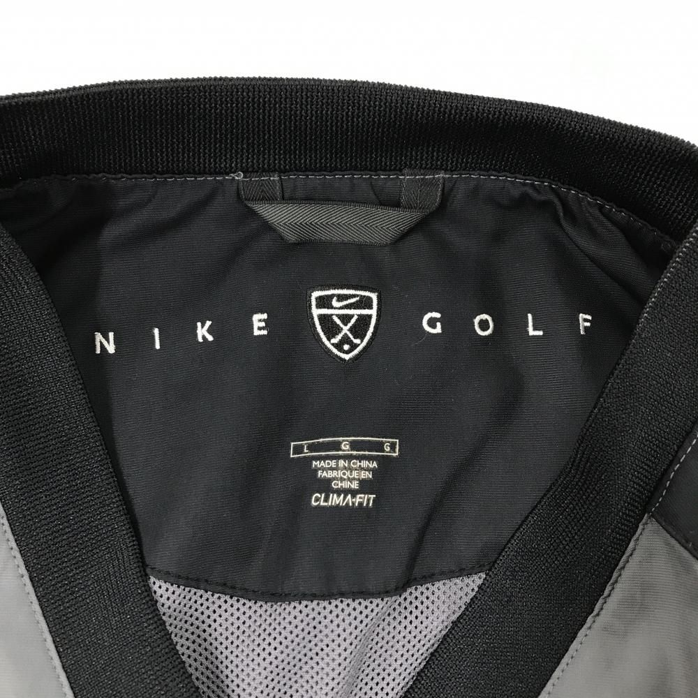 超美品】ナイキゴルフ アウターベスト グレー×黒 Vネック 裏地メッシュ